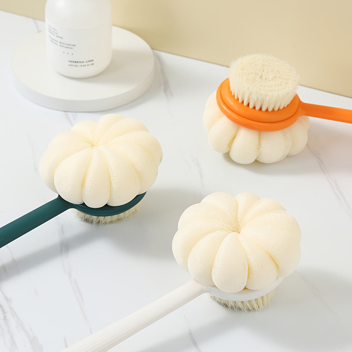 2-in-1 Dual-Head Bath Brush with Soft Bristles & Lightweight Massage - Ergonomic Long Handle Bath Scrubber for Back, Random Color Options, Battery-Free Bathing Accessory, Bath Accessories, Dualhead Design, Quality Bathing Tool