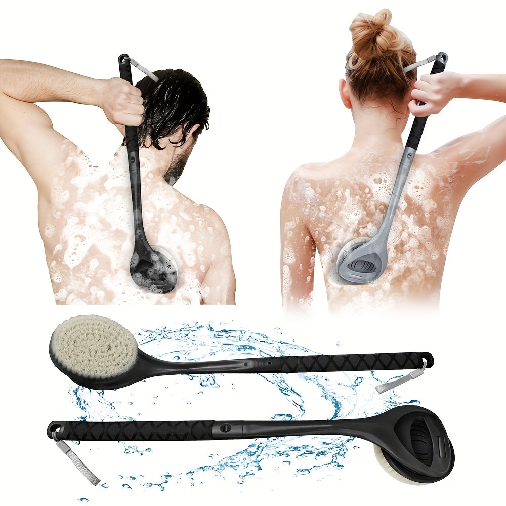 20.4" Detachable Long Handle Bath Brush with Ergonomic Handle - No Electricity Needed, Dual-Head Back Scrubber for Men, Women & Elderly - Deep Body Exfoliation & Shower Cleaning, Durable High-Quality Fabric, No Battery Required, Shower Cleaning Tool,