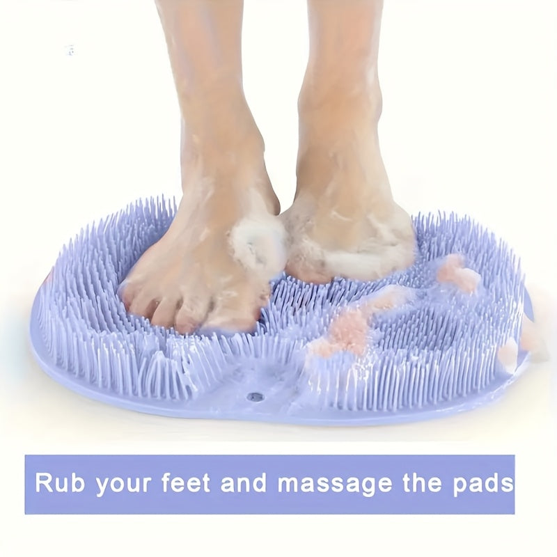 2pcs/ Foot & Back Shower Scrubber, Bath Massage PadWall Mounted Body Back Scrubber Bath Massage CushionBrush with Non-Slip Suction Cups, Deep Cleansing Body Light Beige Toolbathroom accessories, Back Brush for Shower Long Handle Woman, Extra Large Bath