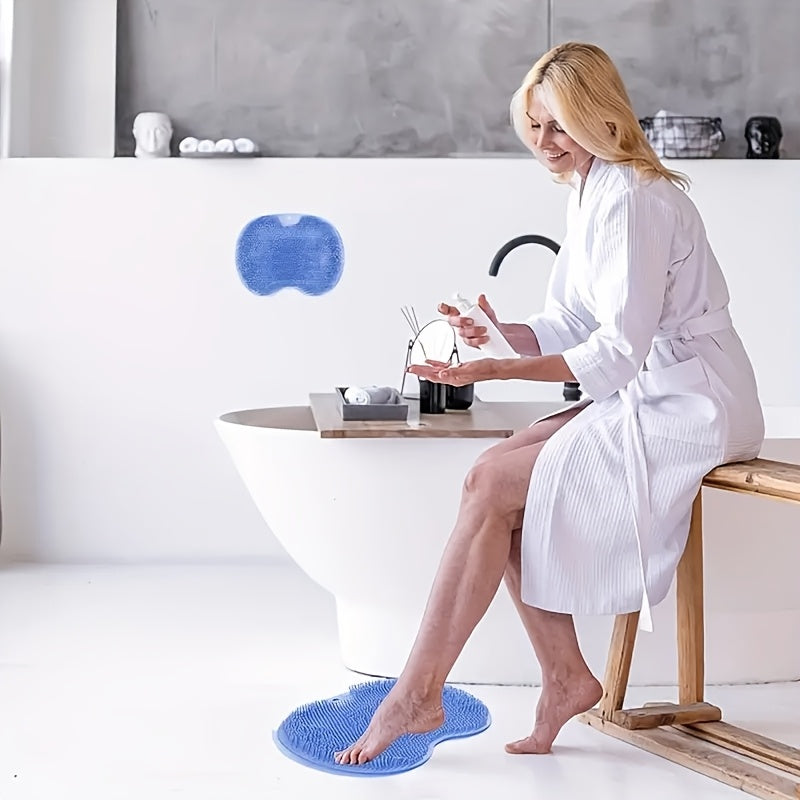 2pcs/ Foot & Back Shower Scrubber, Bath Massage PadWall Mounted Body Back Scrubber Bath Massage CushionBrush with Non-Slip Suction Cups, Deep Cleansing Body Light Beige Toolbathroom accessories, Back Brush for Shower Long Handle Woman, Extra Large Bath