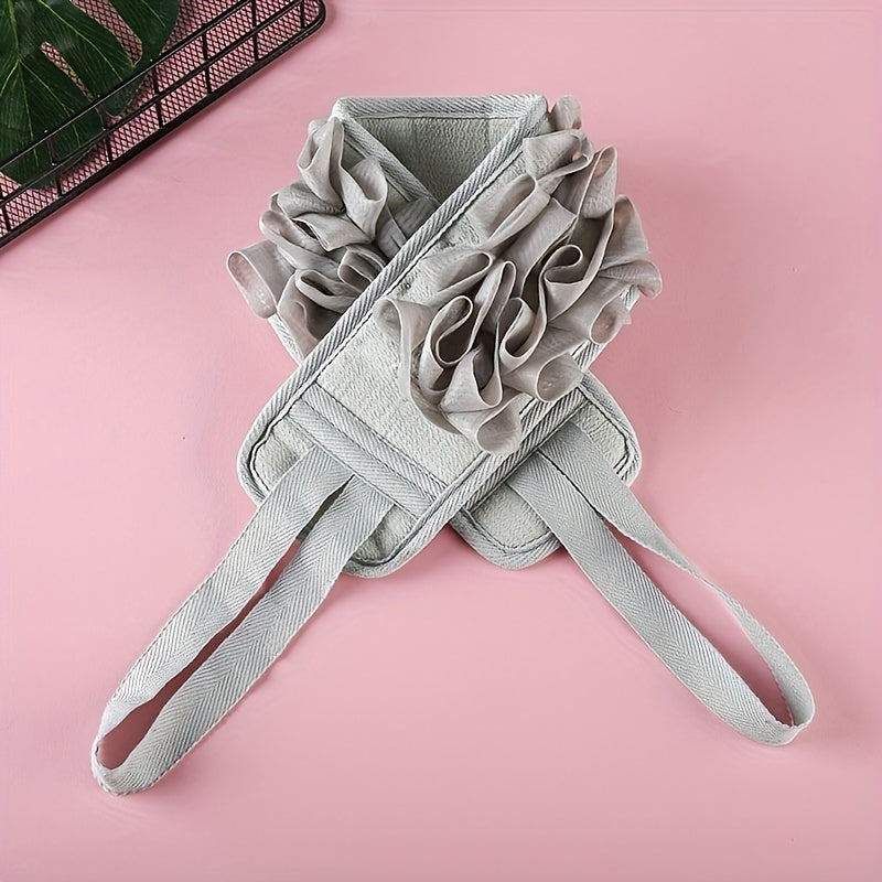 Back Scrubber & Body Washer - Double-Sided Exfoliating Shower Cloth with Long Handle Strap, Pastel Pink/teal/gray/, for Back, Arms, Legs, Feet - Bathroom Shower Essentials for Women & Men - Durable Polyester Body Scrubber, Back Scrubber for Shower,