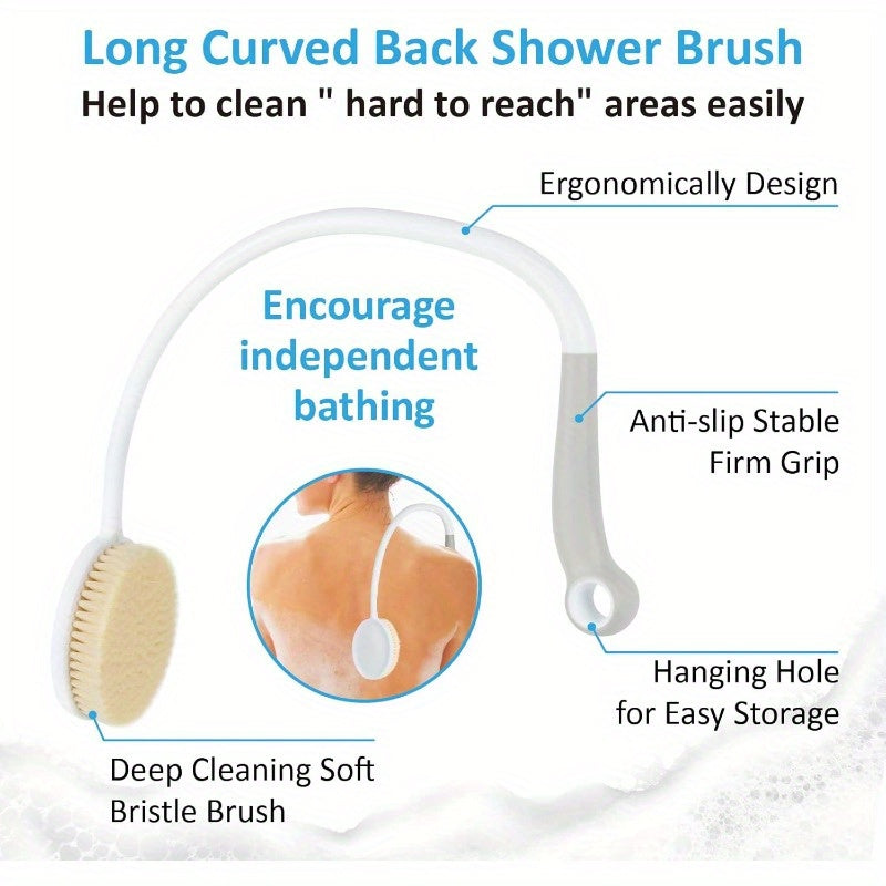 2pcs Back Shower Brush Long Handle Shower Set, U-Shaped Body Shower Brush, Suitable for Daily Home Bathing, Scrubbing And Cleaning