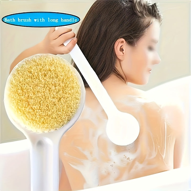 1pc Long Handle Bath Brush with Soft Bristles - Extended Reach Back Scrubber for Women, Ergonomic Shower Brush for Hard-to-Reach Areas, Non-Slip Grip - Ideal for Back, Body, Legs, Feet - Bathroom Essentials, Personal Hygiene, Sleek Design, Hygienic