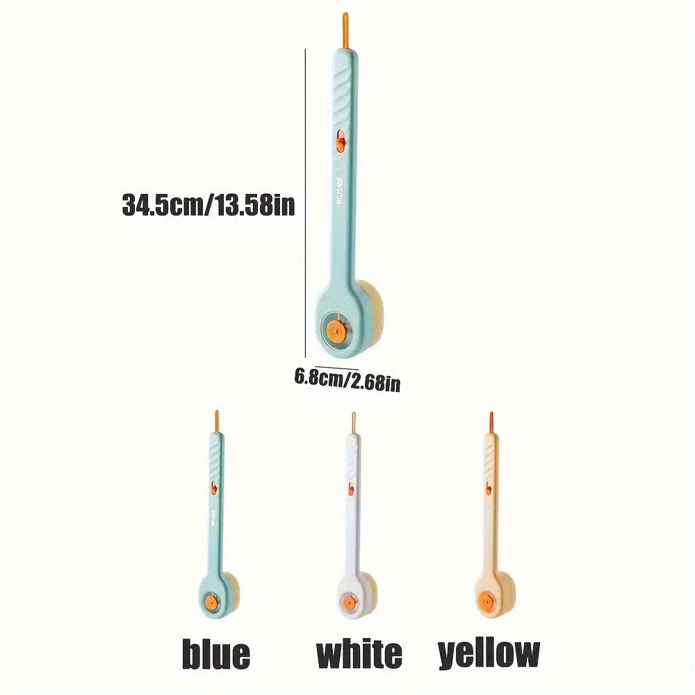 Liquid-Filled Bath Brush with Soft Bristles & Long Handle - Press-to-Release Design for Gentle Exfoliation, Ergonomic Back Scrubber for Hard-to-Reach Areas, Summer Bathing Essential, No Battery Needed, Bath Brush for Bathing, Sleek Handle Design, Durable