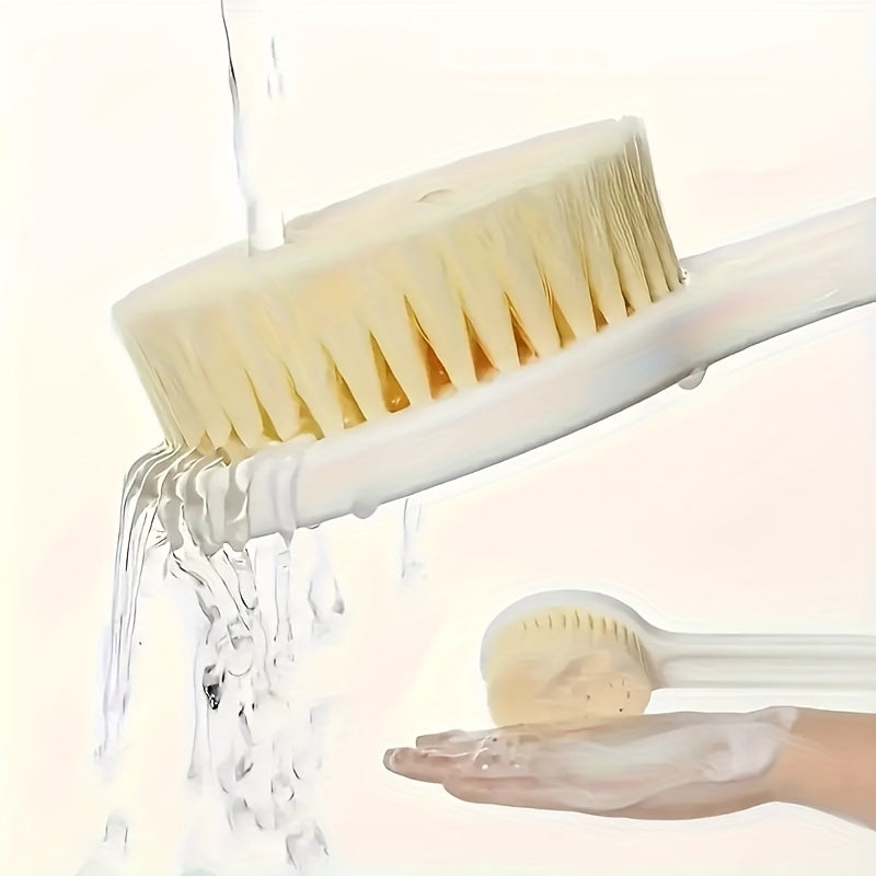 1pc Long Handle Bath Brush with Soft Bristles - Extended Reach Back Scrubber for Women, Ergonomic Shower Brush for Hard-to-Reach Areas, Non-Slip Grip - Ideal for Back, Body, Legs, Feet - Bathroom Essentials, Personal Hygiene, Sleek Design, Hygienic