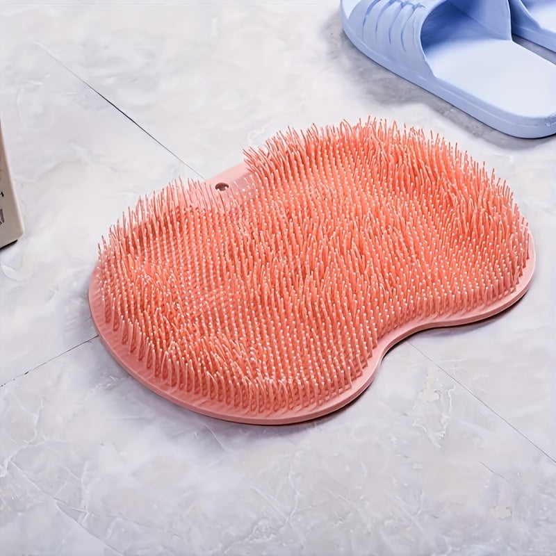 2pcs/ Foot & Back Shower Scrubber, Bath Massage PadWall Mounted Body Back Scrubber Bath Massage CushionBrush with Non-Slip Suction Cups, Deep Cleansing Body Light Beige Toolbathroom accessories, Back Brush for Shower Long Handle Woman, Extra Large Bath