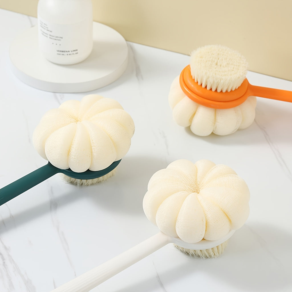 2-in-1 Dual-Head Bath Brush with Soft Bristles & Lightweight Massage - Ergonomic Long Handle Bath Scrubber for Back, Random Color Options, Battery-Free Bathing Accessory, Bath Accessories, Dualhead Design, Quality Bathing Tool