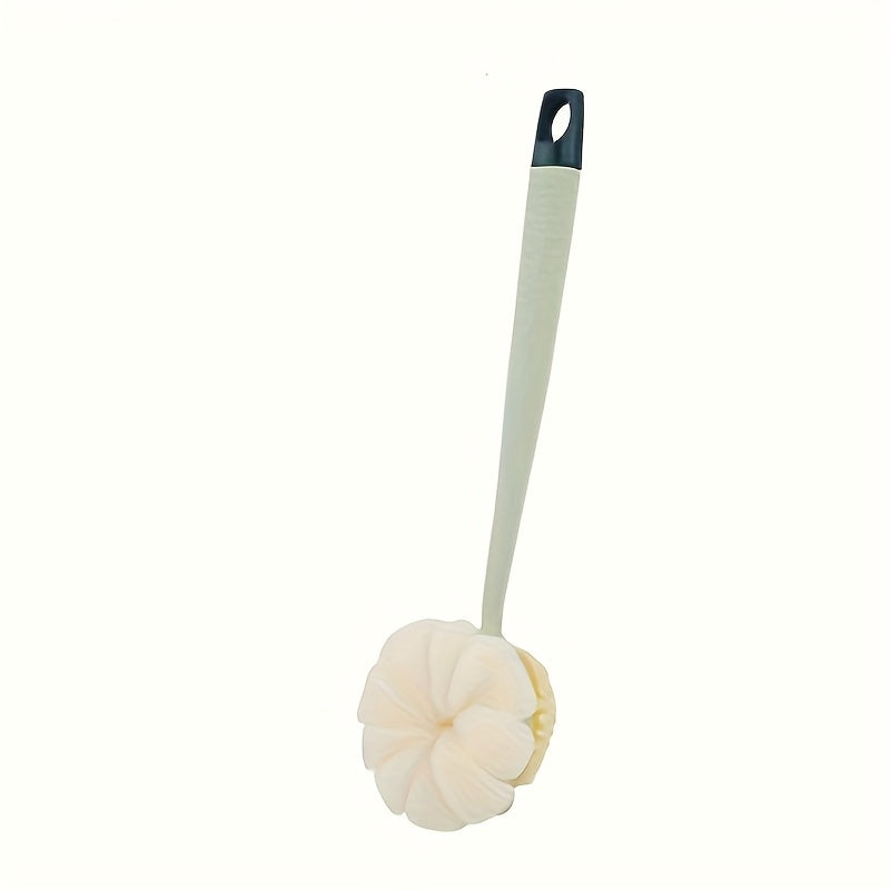 Long Handle Dual-Sided Bath Brush - Non-Electric Exfoliating Back Scrubber & Loofah Combo for Gentle Light Beige Cleansing & Dead Light Beige Removal - Durable Plastic Ergonomic Design for Men & Women - Bathroom Essentials, Body Scrub Tool | Textured