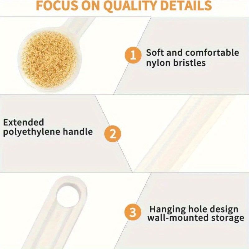 2pcs Back Shower Brush Long Handle Shower Set, U-Shaped Body Shower Brush, Suitable for Daily Home Bathing, Scrubbing And Cleaning