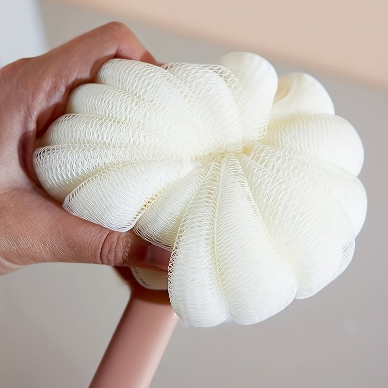 Long Handle Dual-Sided Bath Brush - Non-Electric Exfoliating Back Scrubber & Loofah Combo for Gentle Light Beige Cleansing & Dead Light Beige Removal - Durable Plastic Ergonomic Design for Men & Women - Bathroom Essentials, Body Scrub Tool | Textured