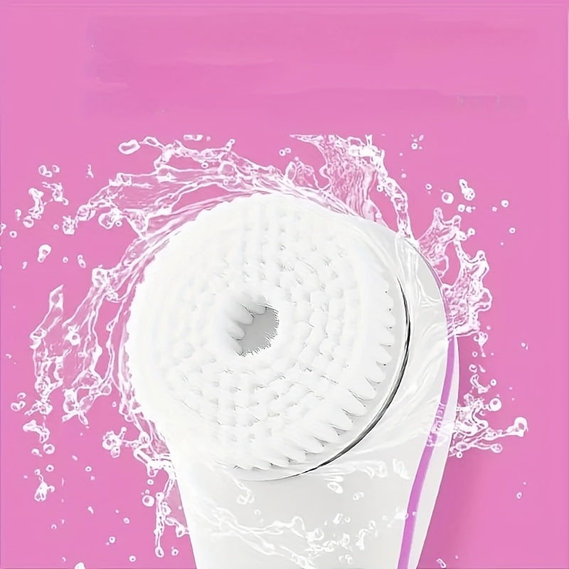 5-in-1 Electric Shower Brush Set, Body Cleansing Exfoliating with Detachable Long Handle for Back Scrubbing and 1200mAh Battery