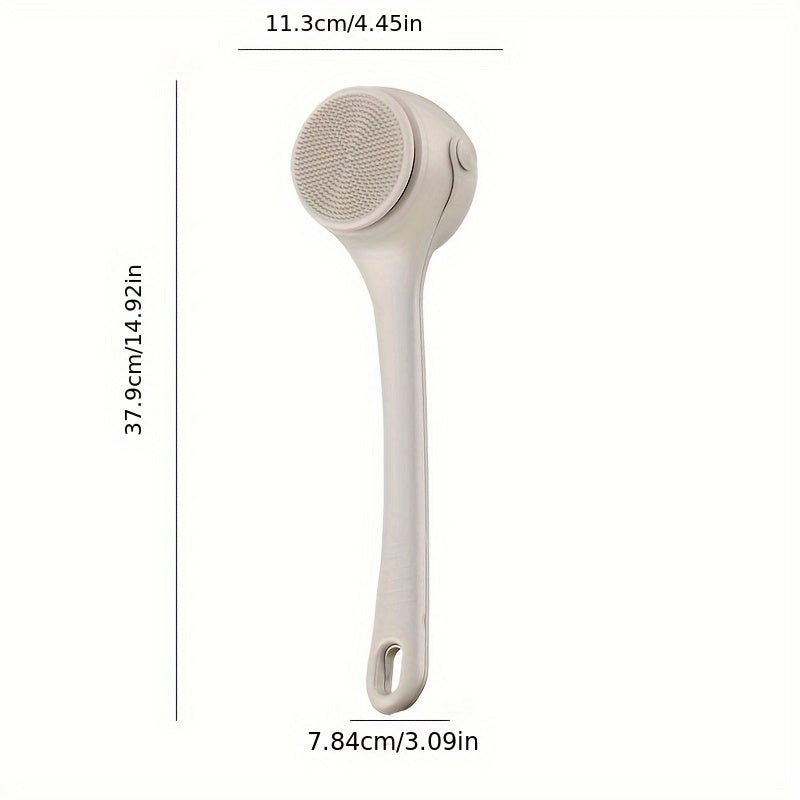 Rechargeable Electric Back Scrubber for Shower - 3-in-1 Cleansing/Massage/Skincare Brush with Auto-Rotating Brush Cleans & Applies Lotion/Essential Oil - Dual Handle for Hard-to-Reach Areas - Gift for Women, Men, Elderly (White)