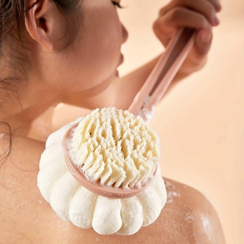 Long Handle Bath Brush - Non-Electric Back Scrubber & Massage Tool with Extended Reach - Heavy-Duty Plastic Body for Callus, Dead Light Beige, and Body Cleansing - Manual Exfoliating Brush for Shower Bathtub - Ideal for Men, Women, Home, Spa, Salon -