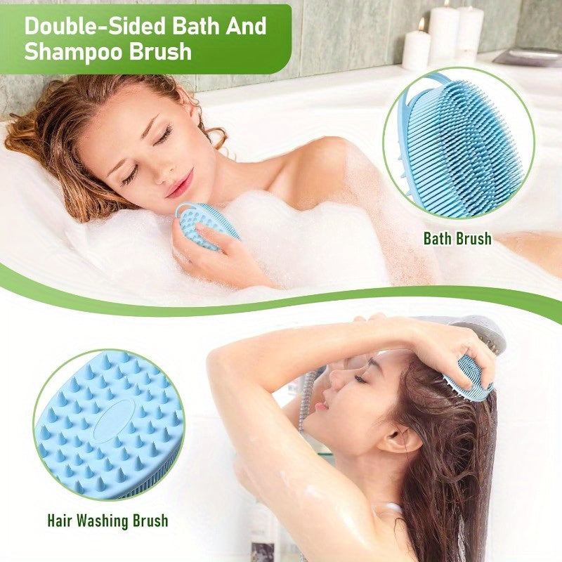27, 5" Long Handle Shower Brush with Curved Design - Soft Body Scrubber for Wet or Dry Use, Ergonomic Back Scrubber for Hard-to-Reach Areas, Gentle Exfoliating Brush for Bathroom & Shower, No Battery Needed, Shower Scrubber, Curved Handle, Durable