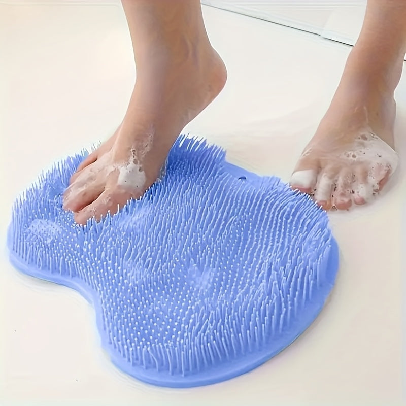 2pcs/ Foot & Back Shower Scrubber, Bath Massage PadWall Mounted Body Back Scrubber Bath Massage CushionBrush with Non-Slip Suction Cups, Deep Cleansing Body Light Beige Toolbathroom accessories, Back Brush for Shower Long Handle Woman, Extra Large Bath