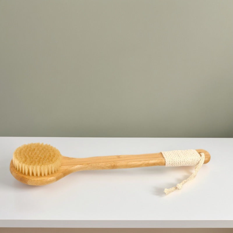 1pc Heavy-Duty Shower Body Brush with Long Handle - Deep Cleansing & Exfoliating Bath Brush, Firm Bristles for Back, Legs, Feet - Non-Slip Grip for Dry or Wet Use - Ideal for Home & Spa - Bathroom Essentials, Ergonomic Design, Highquality Scrubber,