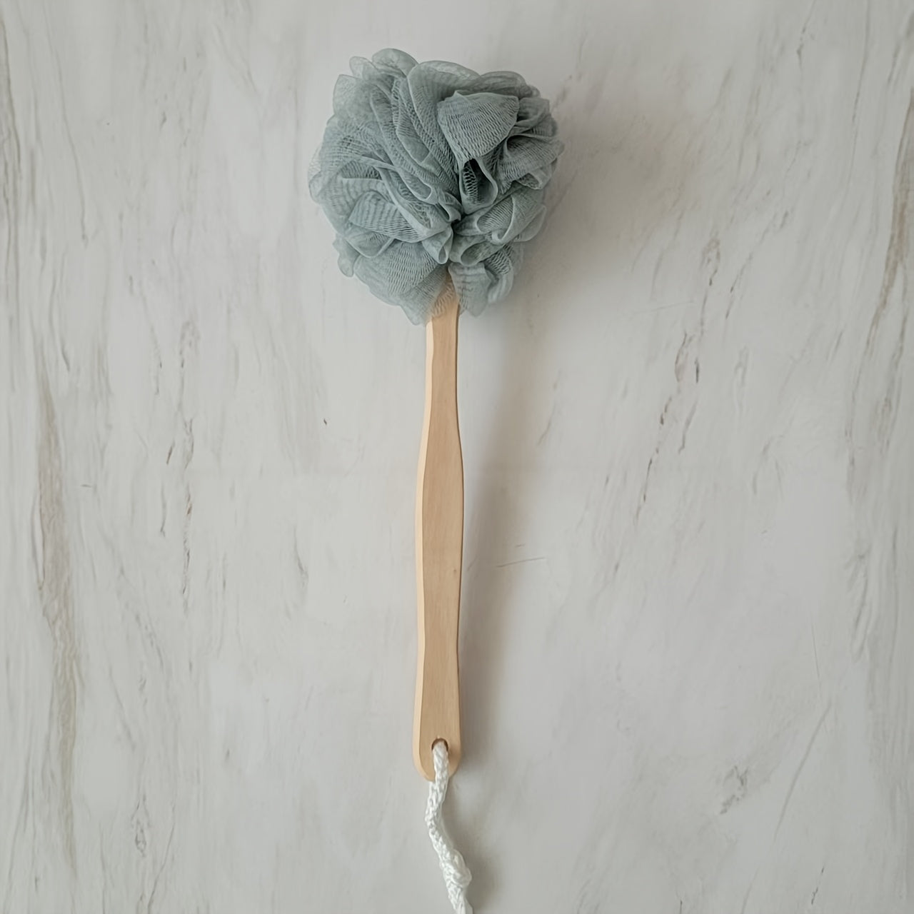 1pc Long Handle Bath Sponge, Large Exfoliating Shower Pouf, Manual Back Scrubber Brush, Unscented, No Battery Needed, Bath Exfoliation Tool | Pastel Bath Poufs | Durable Bath Sponge