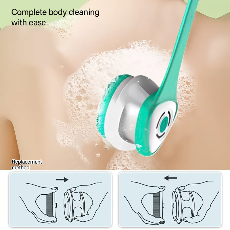 6-in-1 Electric Shower System with Dual Massage & Exfoliating Attachments - Rechargeable Full Body Massager, Rotating Facial Brush Head, USB-Powered Bath & Spa - Ideal Gift for Women & Men (Turquoise/Black) - Compatible with USB-C Devices - Includes Long