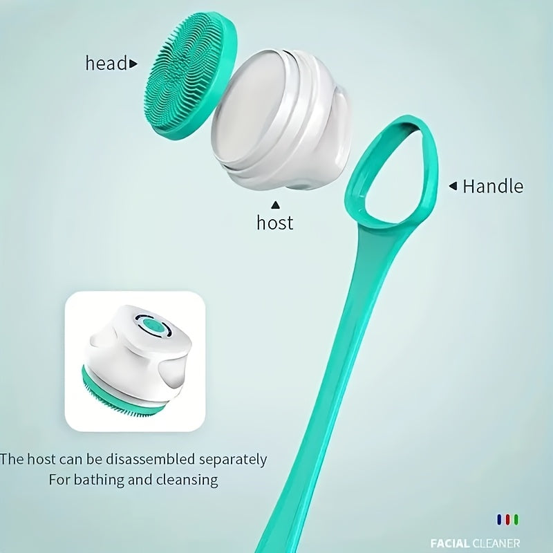 6-in-1 Electric Shower System with Dual Massage & Exfoliating Attachments - Rechargeable Full Body Massager, Rotating Facial Brush Head, USB-Powered Bath & Spa - Ideal Gift for Women & Men (Turquoise/Black) - Compatible with USB-C Devices - Includes Long