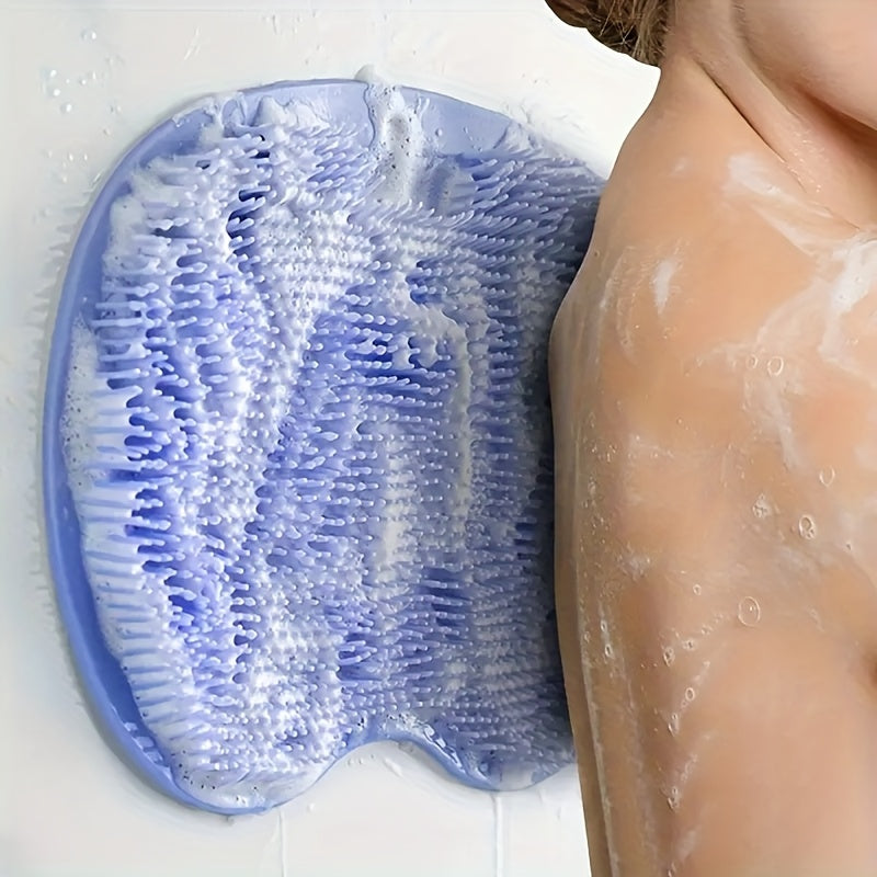 2pcs/ Foot & Back Shower Scrubber, Bath Massage PadWall Mounted Body Back Scrubber Bath Massage CushionBrush with Non-Slip Suction Cups, Deep Cleansing Body Light Beige Toolbathroom accessories, Back Brush for Shower Long Handle Woman, Extra Large Bath