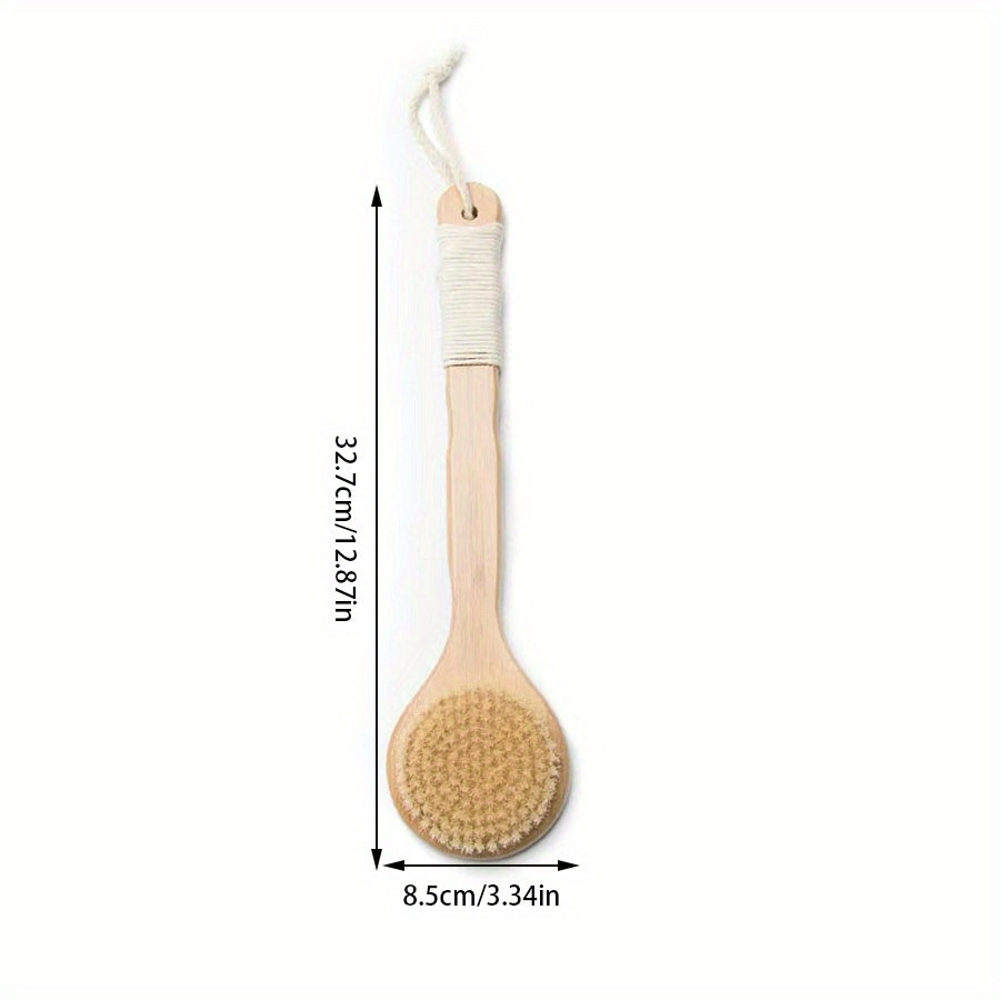 1pc Heavy-Duty Shower Body Brush with Long Handle - Deep Cleansing & Exfoliating Bath Brush, Firm Bristles for Back, Legs, Feet - Non-Slip Grip for Dry or Wet Use - Ideal for Home & Spa - Bathroom Essentials, Ergonomic Design, Highquality Scrubber,