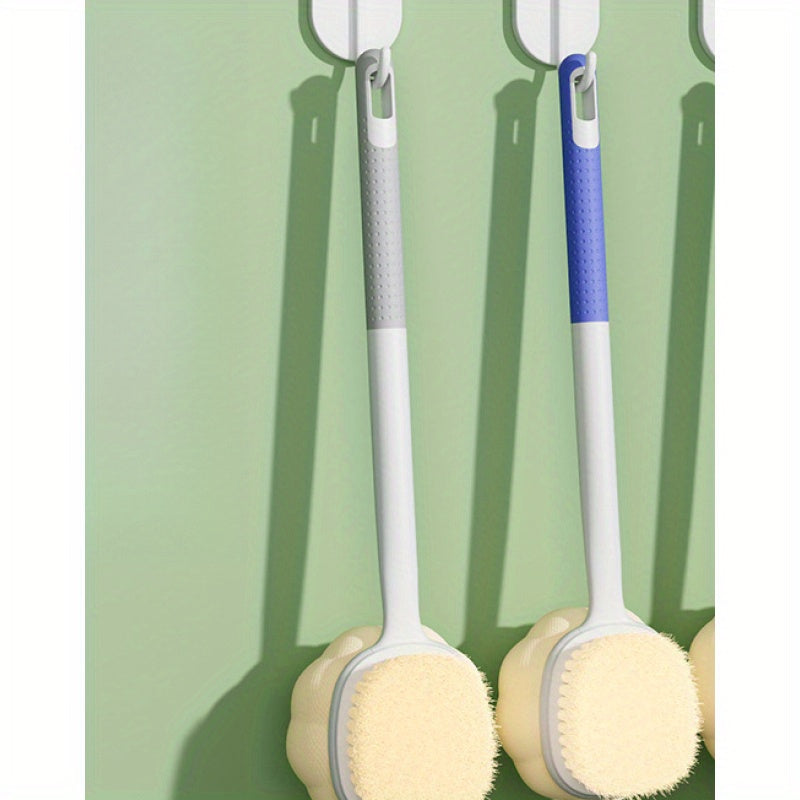 Upgraded Bath Body Brush with Dual-Sided Soft Bristles & Long Handle - Gentle Exfoliating Shower Massager for Wet/Dry Use, Ergonomic Design for Back, Legs, Arms, Sensitive Light Beige - Improves Circulation & Light Beige Health, Wet/Dry Brushing for