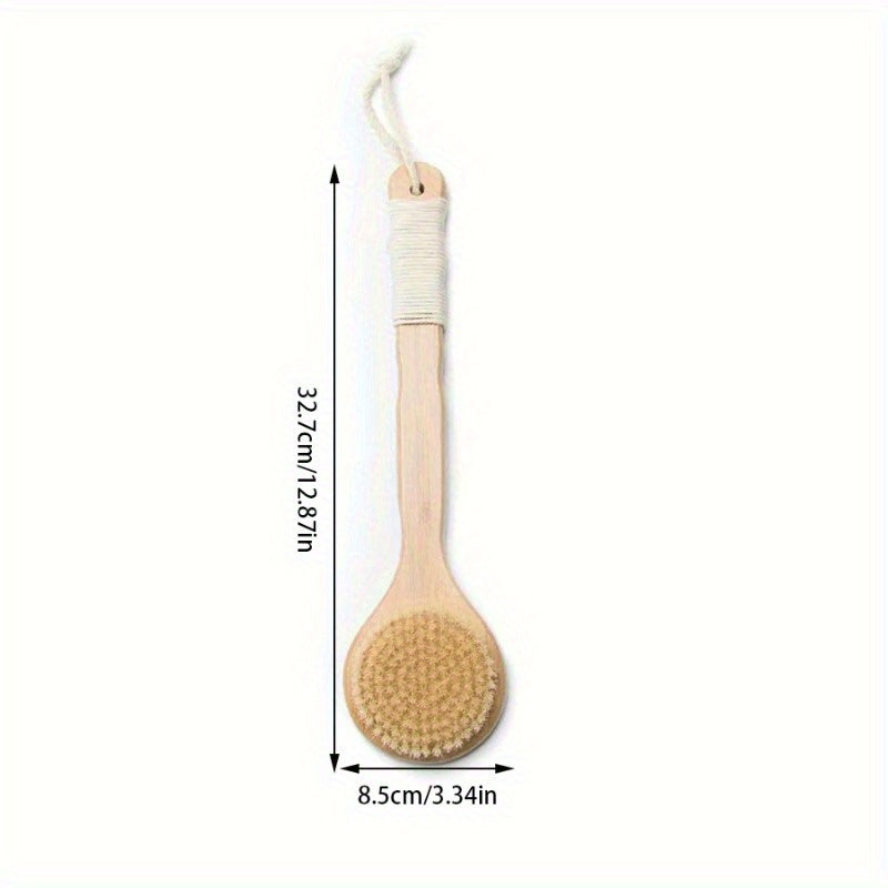 1pc Heavy-Duty Shower Body Brush with Long Handle - Deep Cleansing & Exfoliating Bath Brush, Firm Bristles for Back, Legs, Feet - Non-Slip Grip for Dry or Wet Use - Ideal for Home & Spa - Bathroom Essentials, Ergonomic Design, Highquality Scrubber,