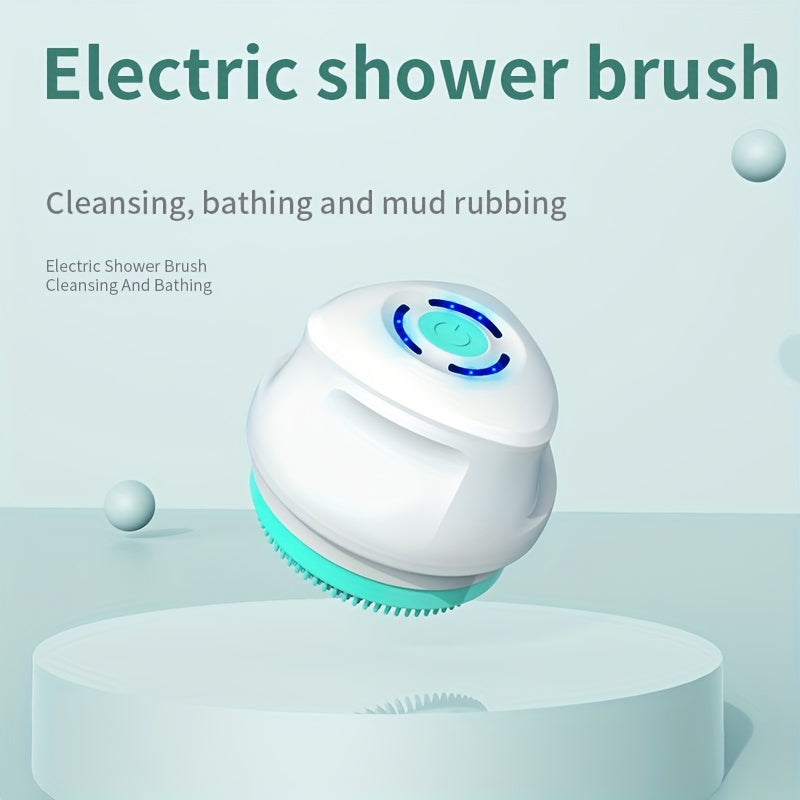 6-in-1 Electric Shower System with Dual Massage & Exfoliating Attachments - Rechargeable Full Body Massager, Rotating Facial Brush Head, USB-Powered Bath & Spa - Ideal Gift for Women & Men (Turquoise/Black) - Compatible with USB-C Devices - Includes Long