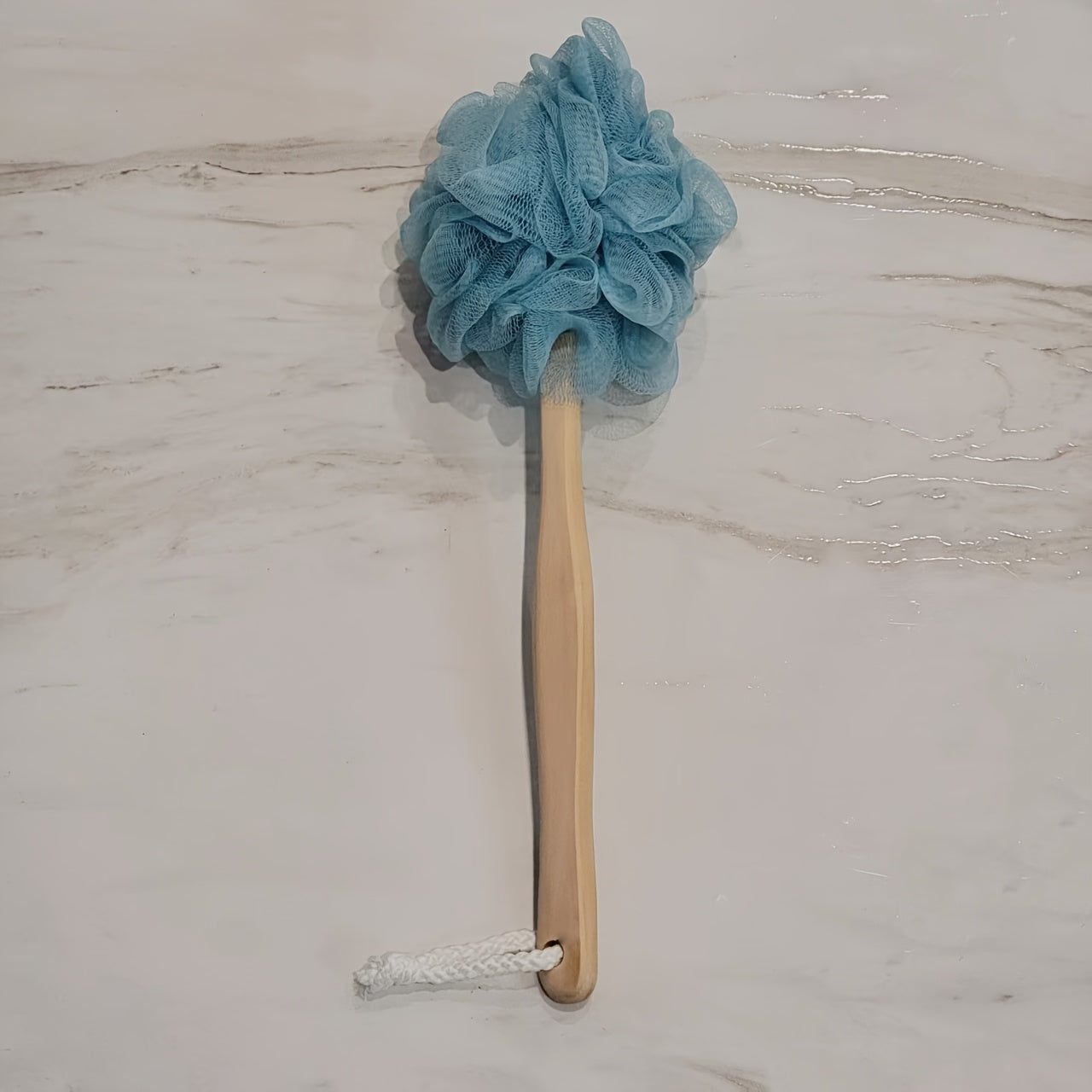 1pc Long Handle Bath Sponge, Large Exfoliating Shower Pouf, Manual Back Scrubber Brush, Unscented, No Battery Needed, Bath Exfoliation Tool | Pastel Bath Poufs | Durable Bath Sponge