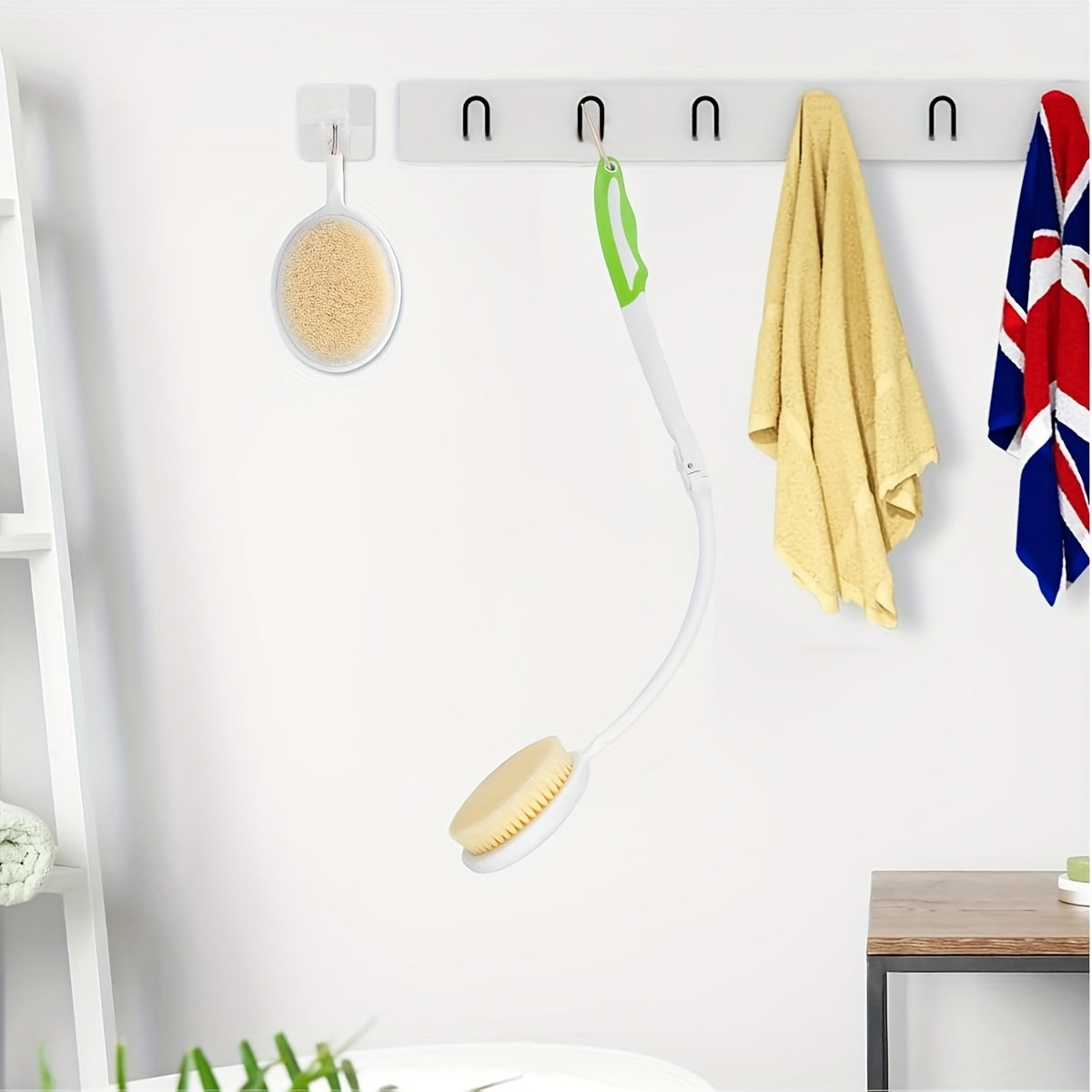 1pc Back Shower Brush with Long Curved Handle - Bendable Back Scrubber, Soft Bath Brush for Back, Hard-to-Reach Areas, Elderly, Pregnant Women, Bath or Shower Use - Lightweight Manual Shower Brush, Back Scrubber for Shower, Userfriendly Design, Durable