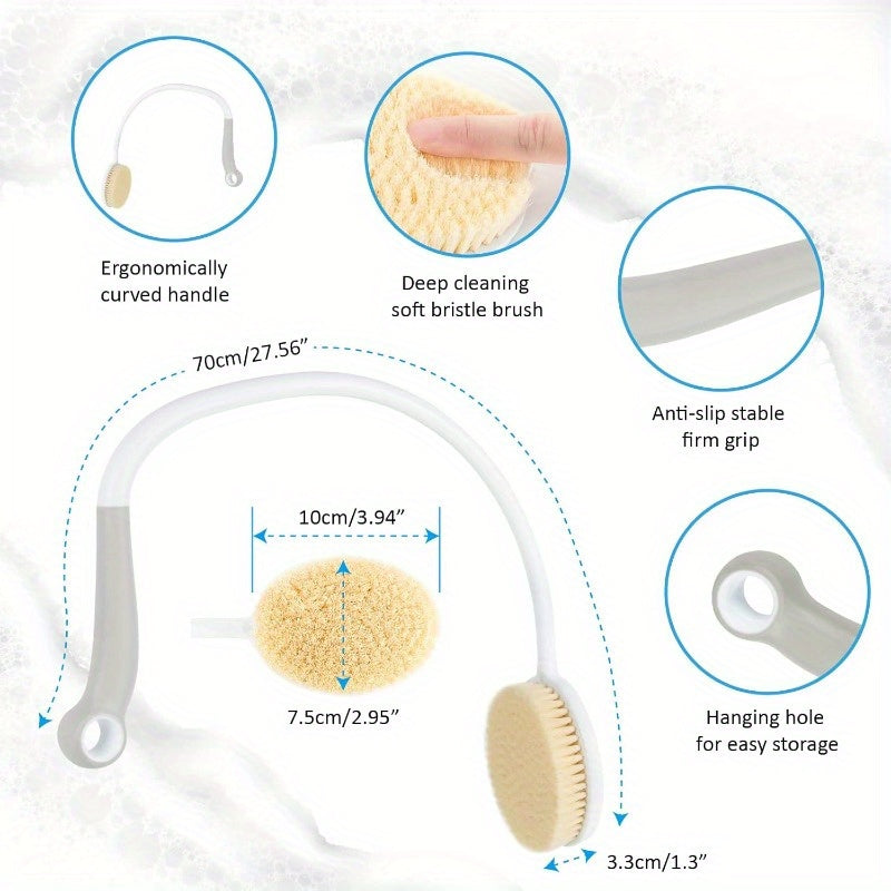 2pcs Back Shower Brush Long Handle Shower Set, U-Shaped Body Shower Brush, Suitable for Daily Home Bathing, Scrubbing And Cleaning