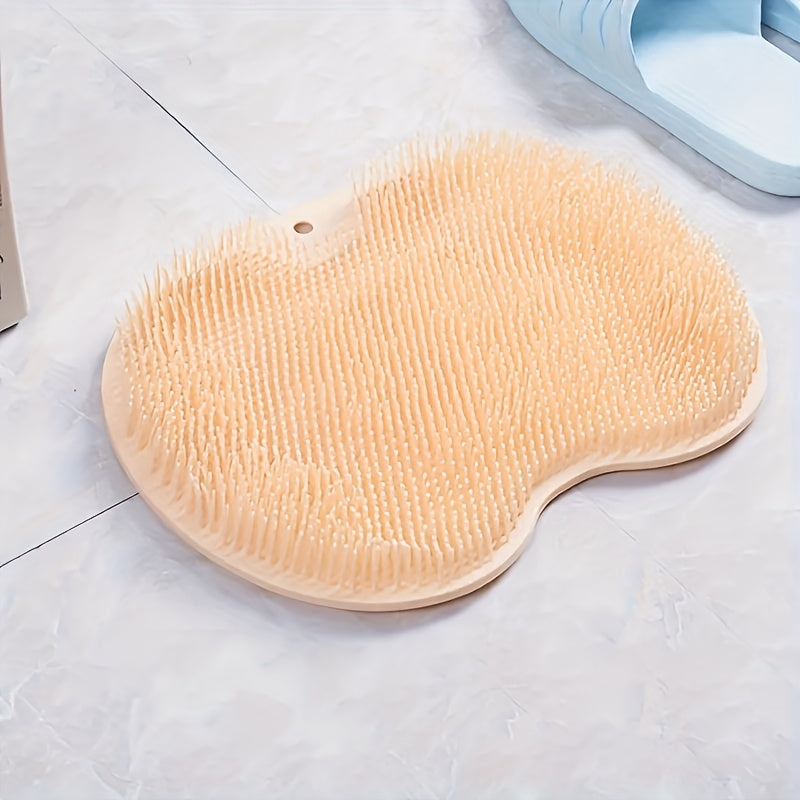 2pcs/ Foot & Back Shower Scrubber, Bath Massage PadWall Mounted Body Back Scrubber Bath Massage CushionBrush with Non-Slip Suction Cups, Deep Cleansing Body Light Beige Toolbathroom accessories, Back Brush for Shower Long Handle Woman, Extra Large Bath